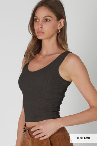 NIKIBIKI Reversible Lace Textured Tank - Black
