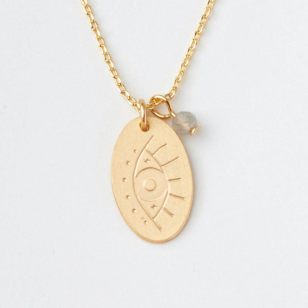 Stone Intention Charm Necklace - Labradorite/Gold