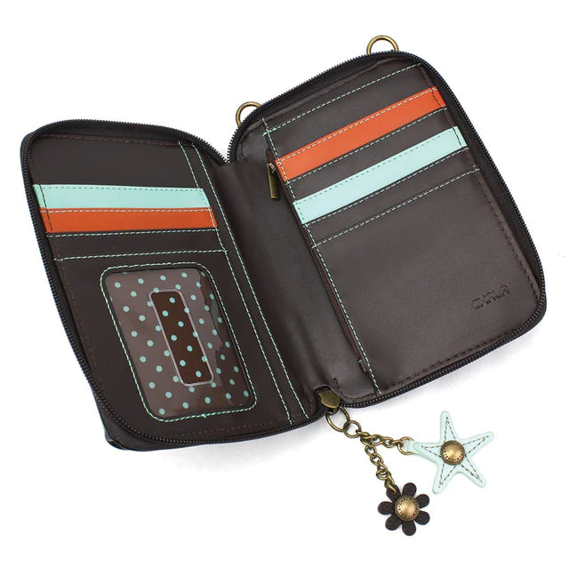 Chala Handbags Wallet Crossbody Turtle Black