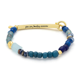 Scout Hidden Message Bracelet - F♥cking Awesome/Aquamarine/Gold