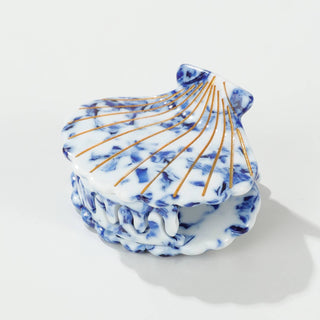Coastal Blue Seashell | Gold Painted Seashell Claw Clip