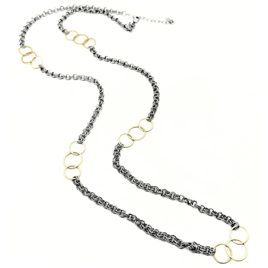 Erin Gray Allure Gold Trinity Long Necklace in Mixed Metal