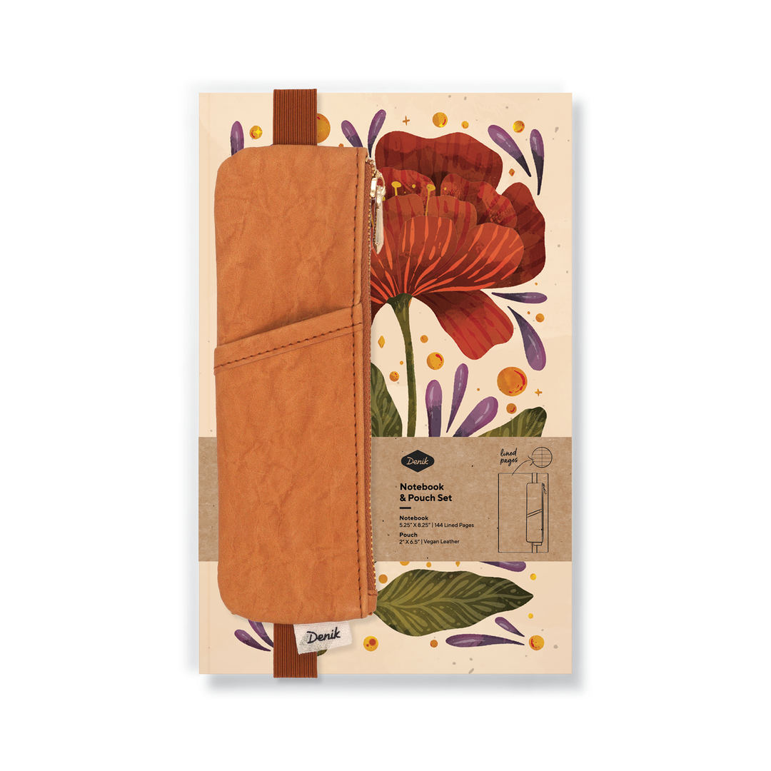 Burgundy Bloom Layflat Notebook &amp; Pouch Set