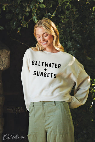 SALTWATER AND SUNSETS Mid Graphic Sweatshirt - White Heather