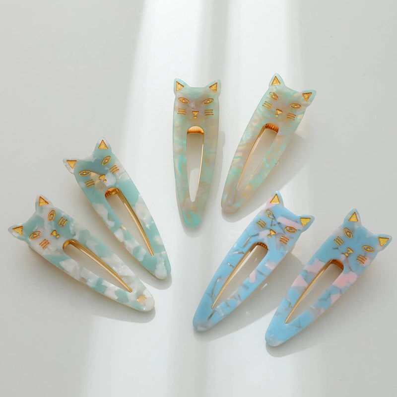 Elodie | Pointed Cat Face Barrette Hair Clip (Set of 2)