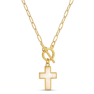 Splendid Iris Front Toggle Cross Pendant Necklace