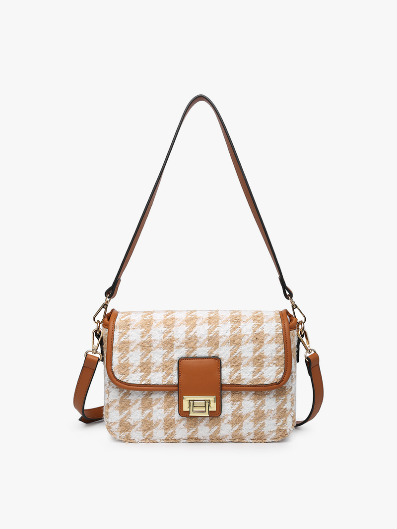 Elodie Houndstooth Gold Accent Crossbody