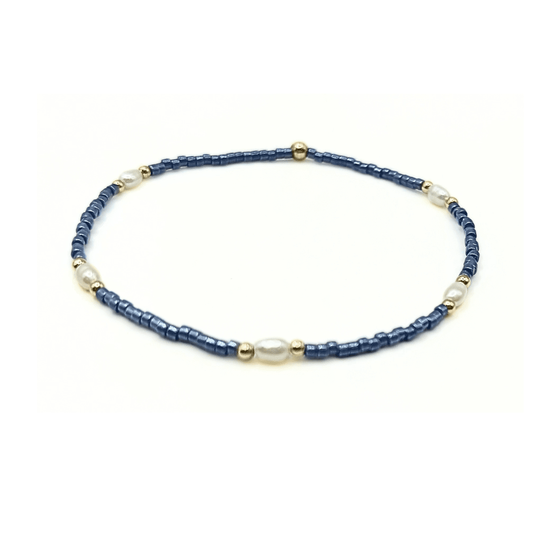 Game Day Gold-Filled &amp; Natural Rice Pearls Waterproof Bracelets