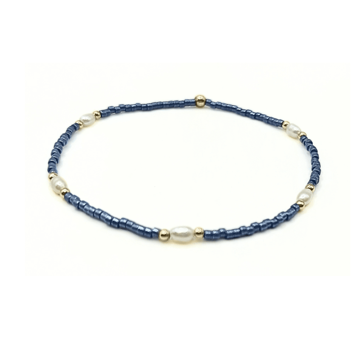 Game Day Gold-Filled &amp; Natural Rice Pearls Waterproof Bracelets