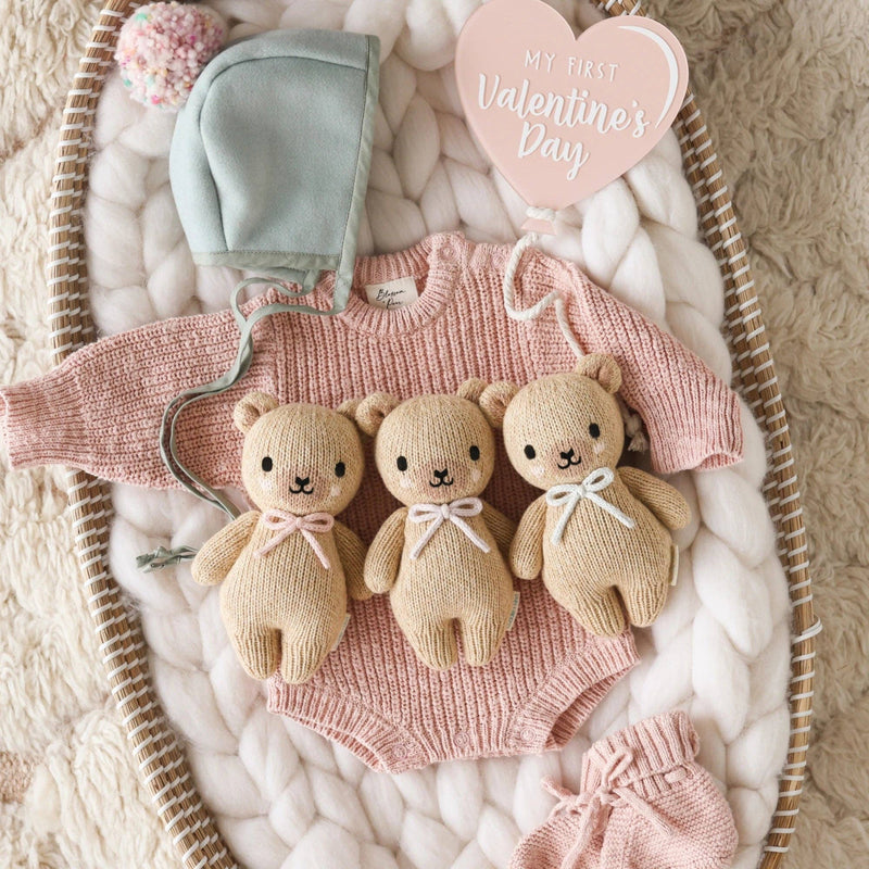 Cuddle+Kind Baby honey bear (lavender bow)