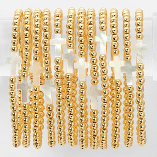Splendid Iris 4mm Stretch Beaded Bracelet w/ Cross