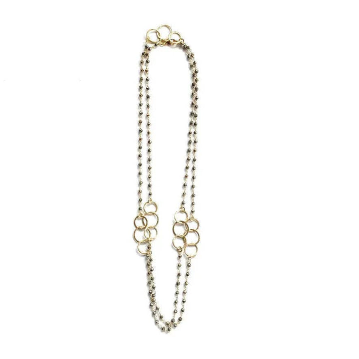 Erin Gray 3 Hoops on Pyrite Necklace