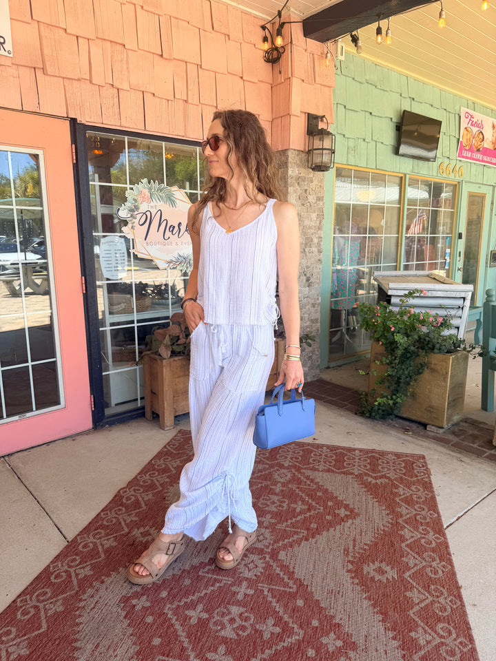 XCVI Striped Muriel Wide Leg White