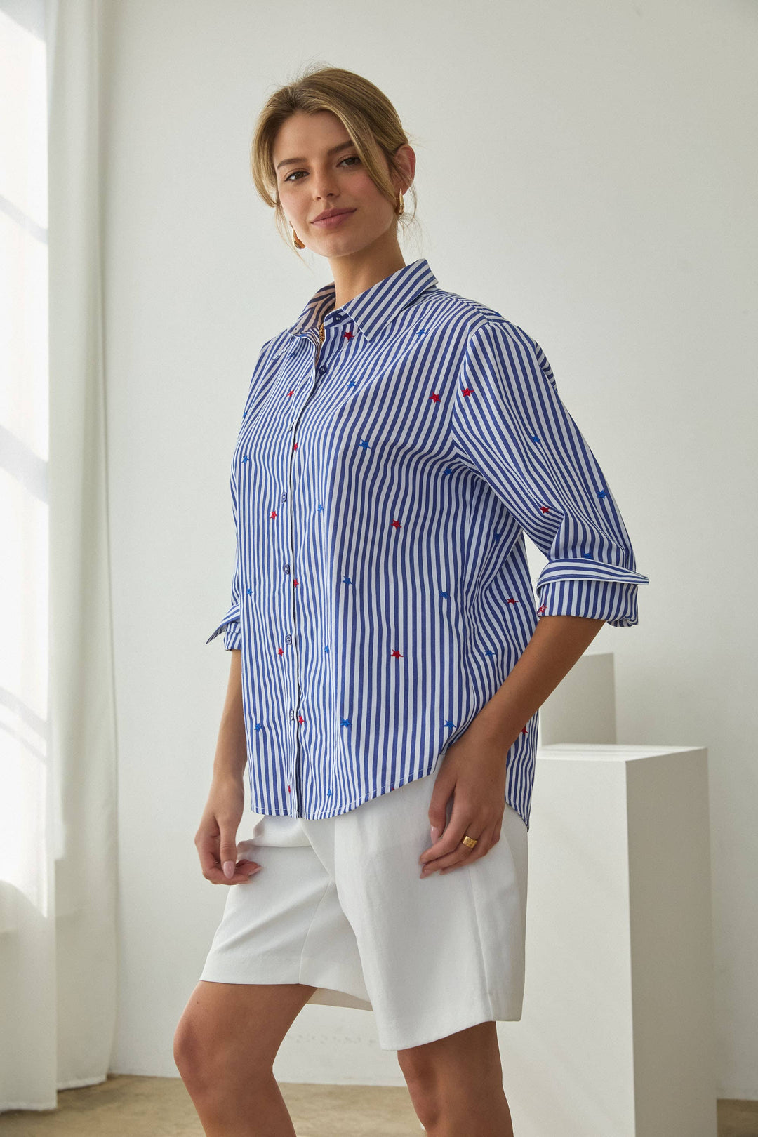 Stars &amp; Stripes Button-Down Blouse