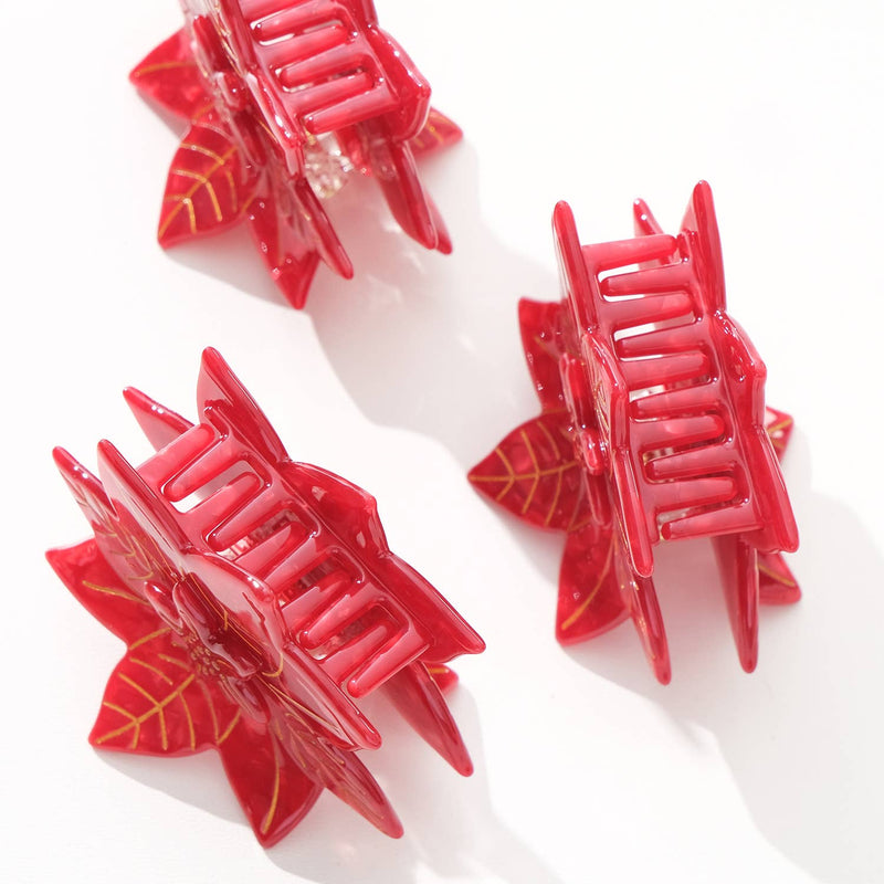 Red Poinsettia | Holiday Claw Clip