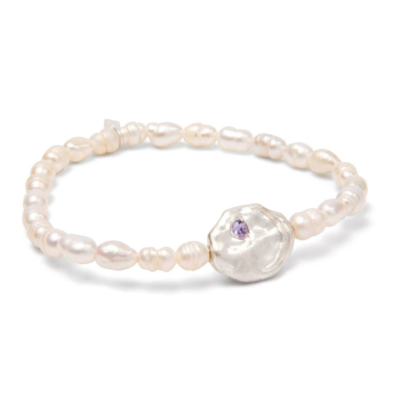 Pearl Affirmation Bracelet - Protection/Silver