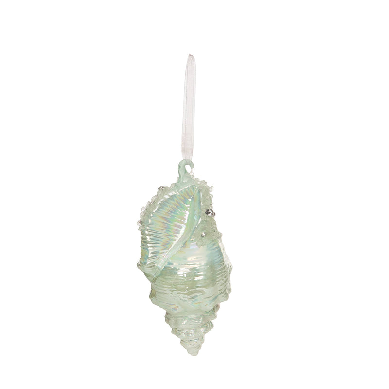 Christmas Aqua Shell Glass Ornament