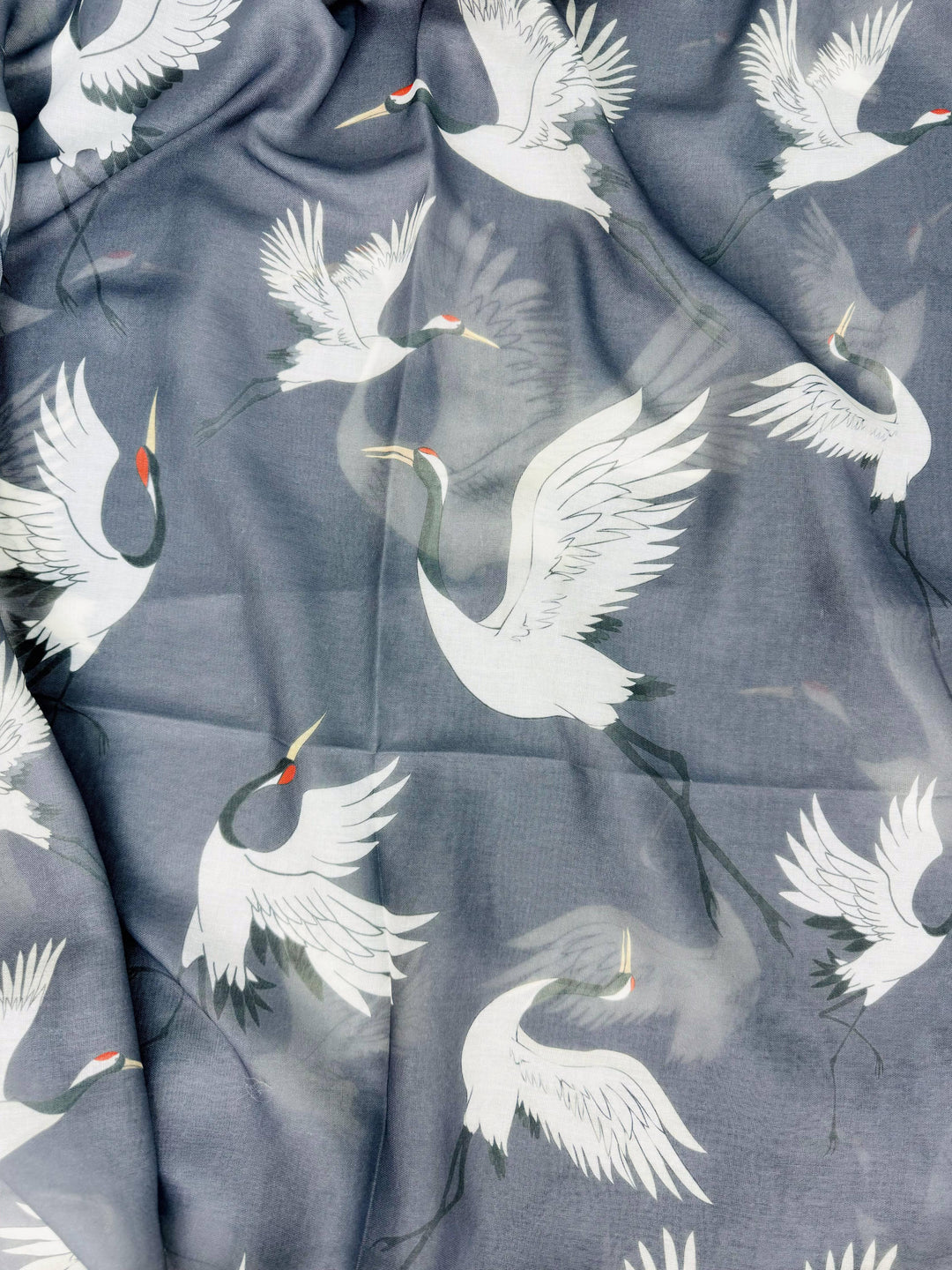 Grey-White Crane Scarf