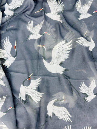 Grey-White Crane Scarf