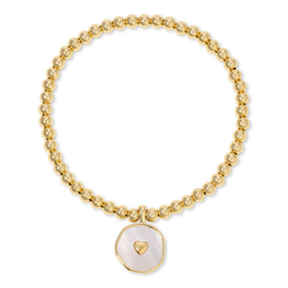 Splendid Iris Heart Accented Shell Charm Stretch Bracelet