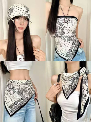 Printed Triangle Scarf – Bandana Style Wrap / Shawl