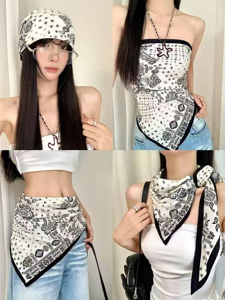 Printed Triangle Scarf – Bandana Style Wrap / Shawl