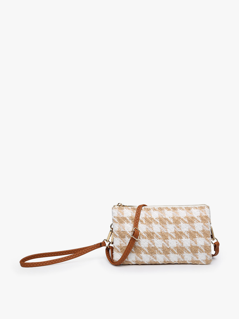 M013HDST Riley Houndstooth 3 Compartment Crossbody/Wristlet