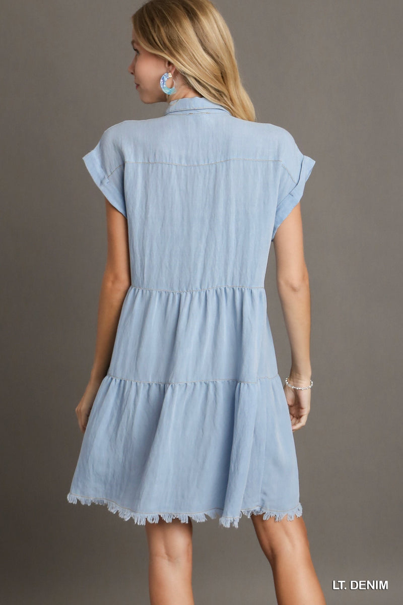 Snow Washed Denim Dress - Light Denim