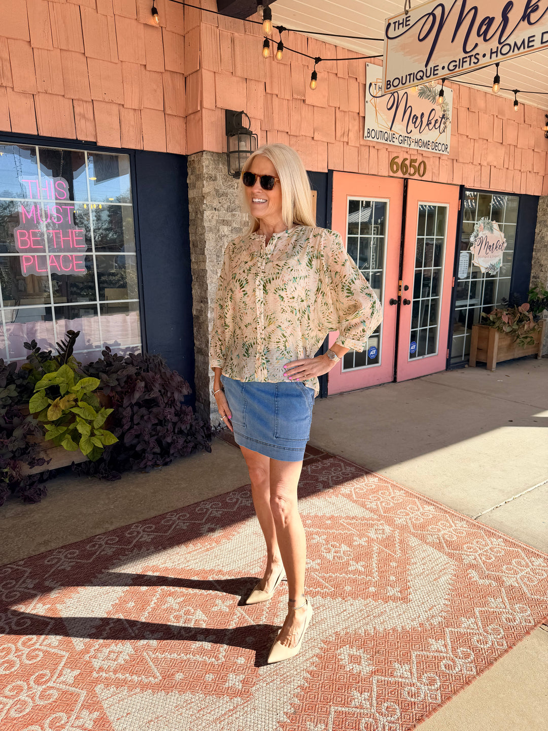 Tribal Flowy Dolman Sleeve Blouse With Self-Covering Buttons - Cactusclay