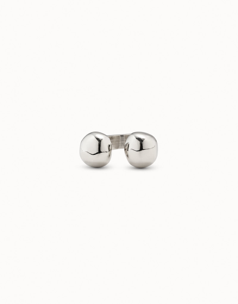 UNOde50 Open ring with two beads - Sterling Silver