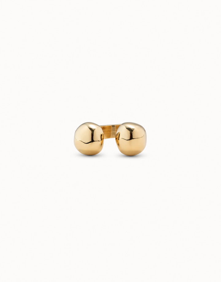 UNOde50 Open ring with two beads - Gold