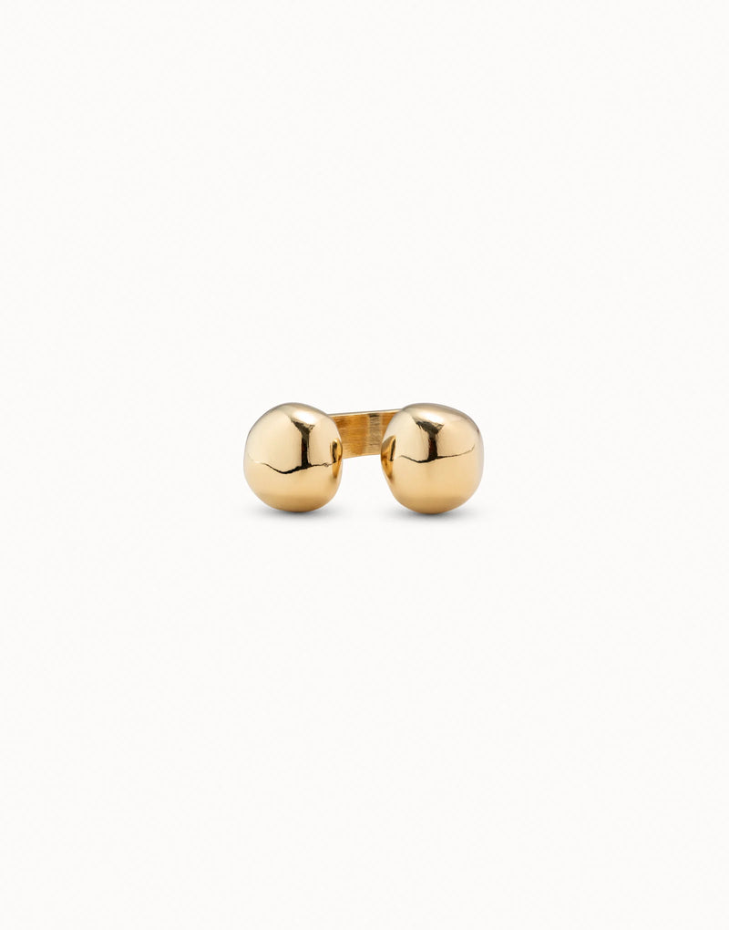 UNOde50 Open ring with two beads - Gold