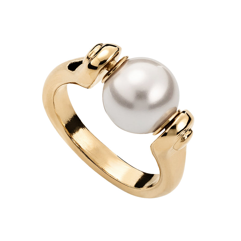 UNOde50 Ring with small pearl - Gold