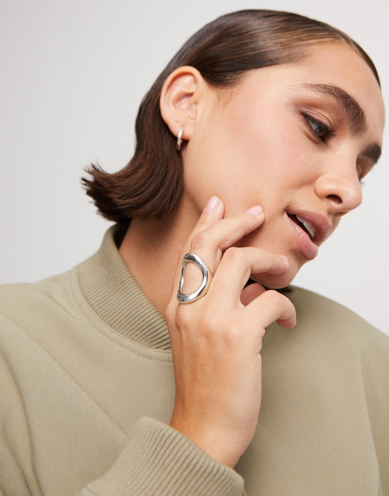 UNOde50 Ring with large central oval - Sterling Silver