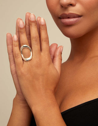UNOde50 Ring with large central oval - Sterling Silver