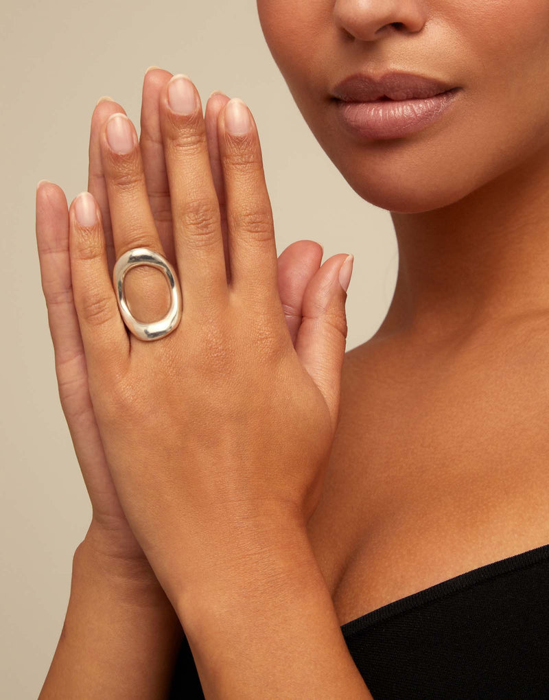 UNOde50 Ring with large central oval - Sterling Silver