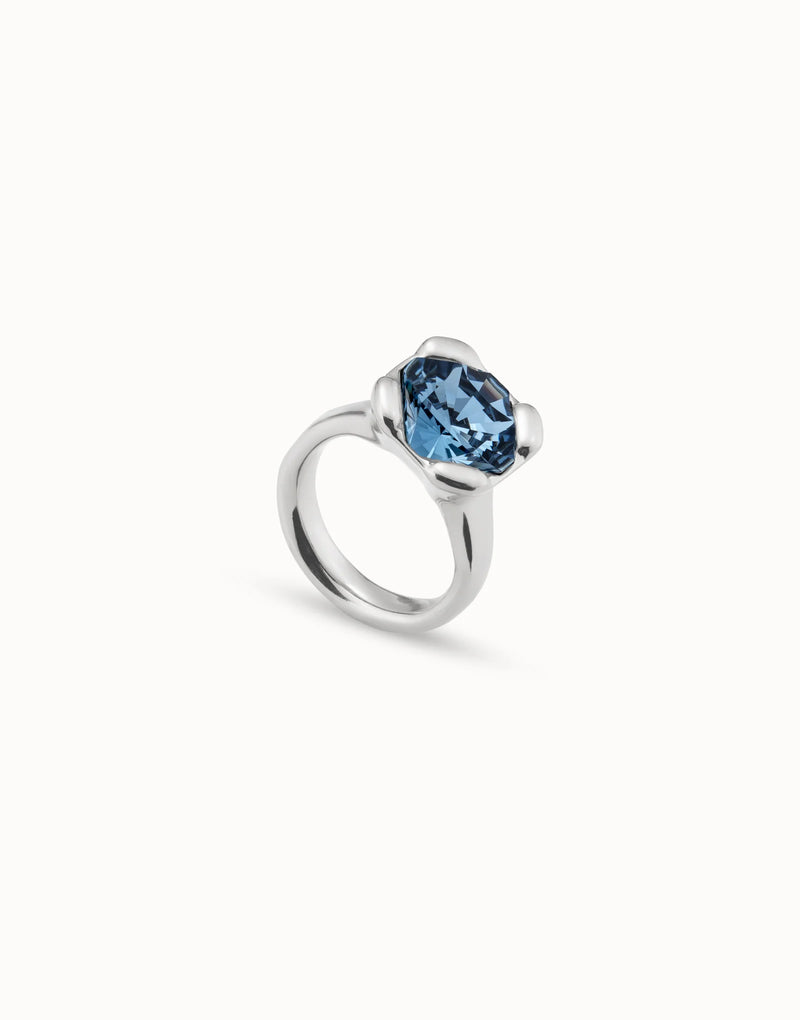 UNOde50 Ring with blue crystal - Sterling Silver
