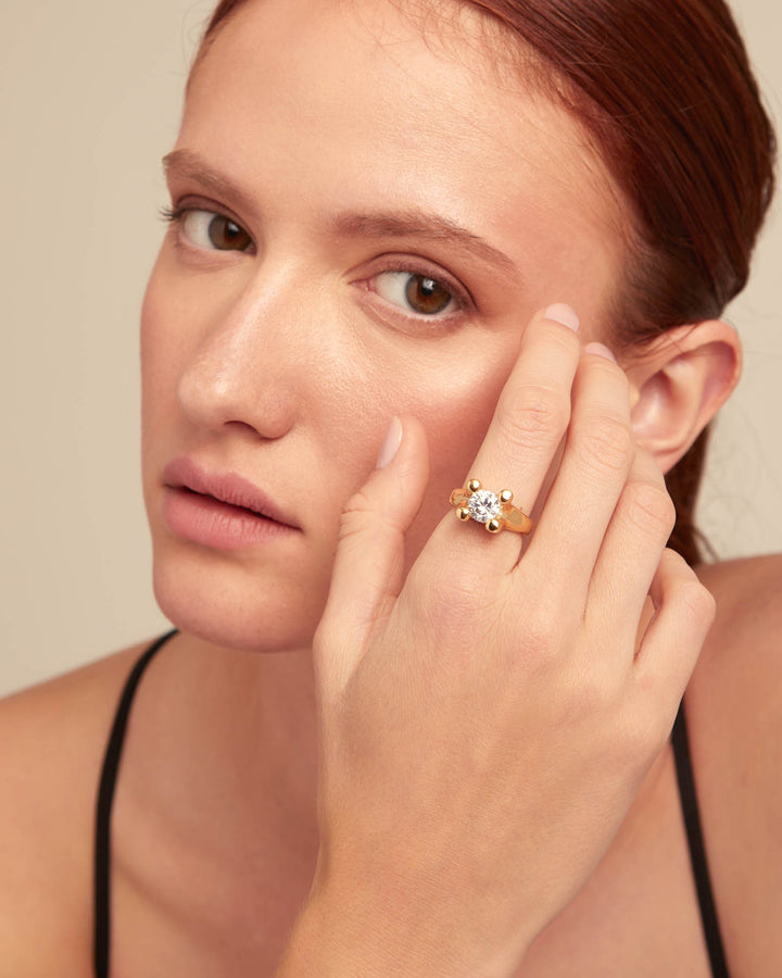 UNOde50 Ring with white cubic zirconia - Gold