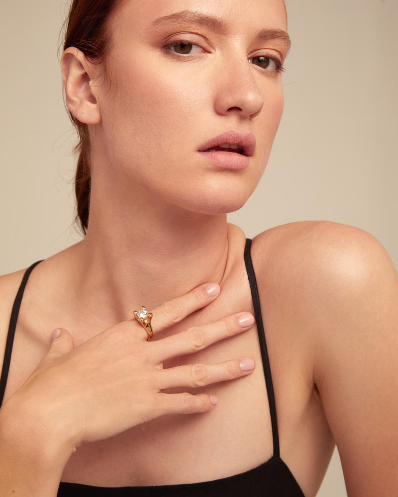 UNOde50 Ring with white cubic zirconia - Gold