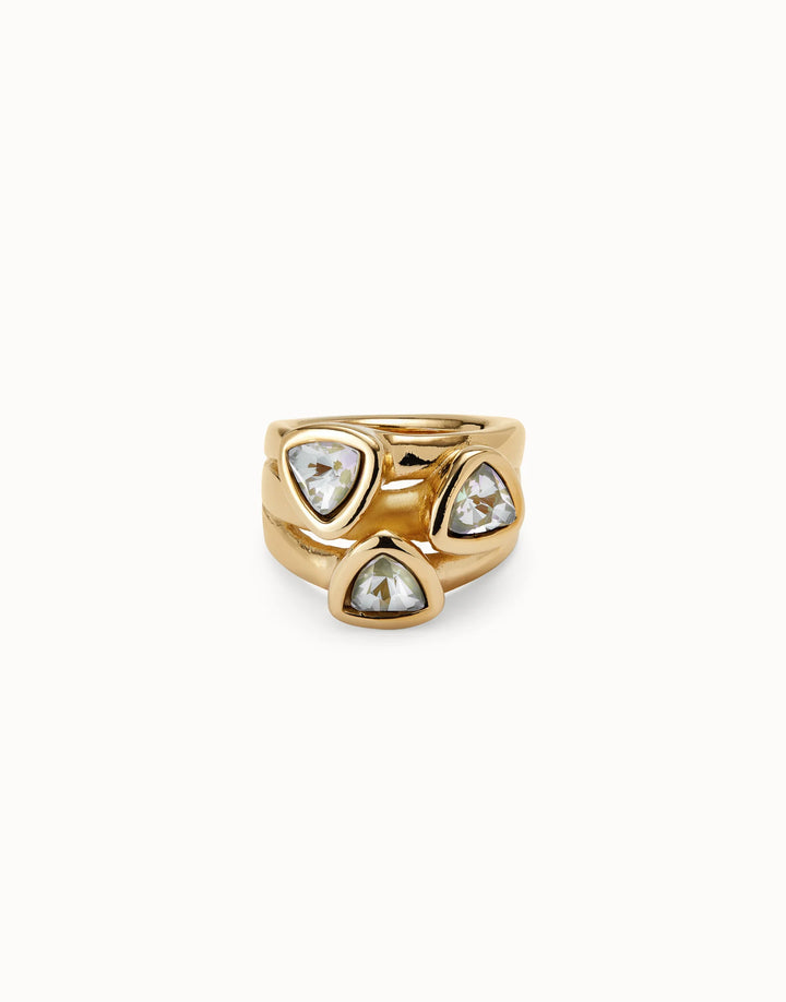 UNOde50 Ring with multicolor crystals Gold