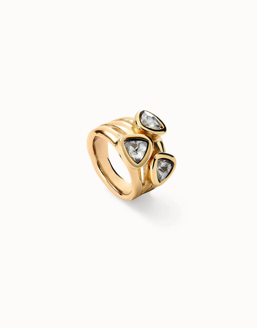 UNOde50 Ring with multicolor crystals Gold