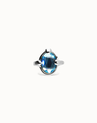 UNOde50 Ring with blue oval faceted crystal