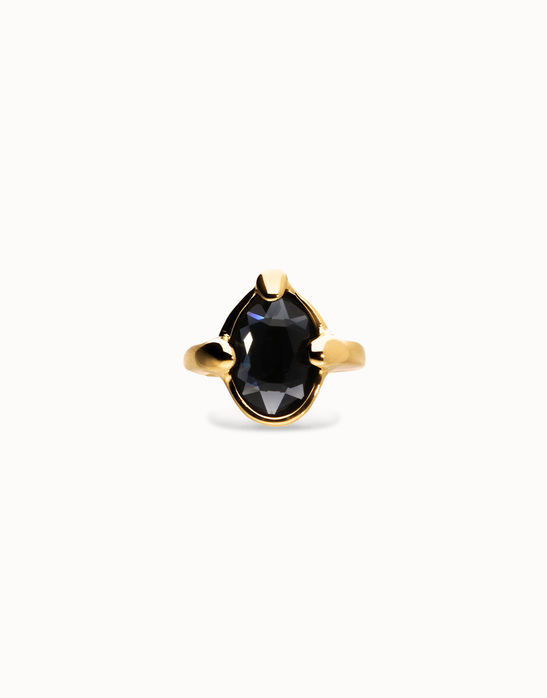 UNOde50 Ring with oval faceted black crystal - Gold