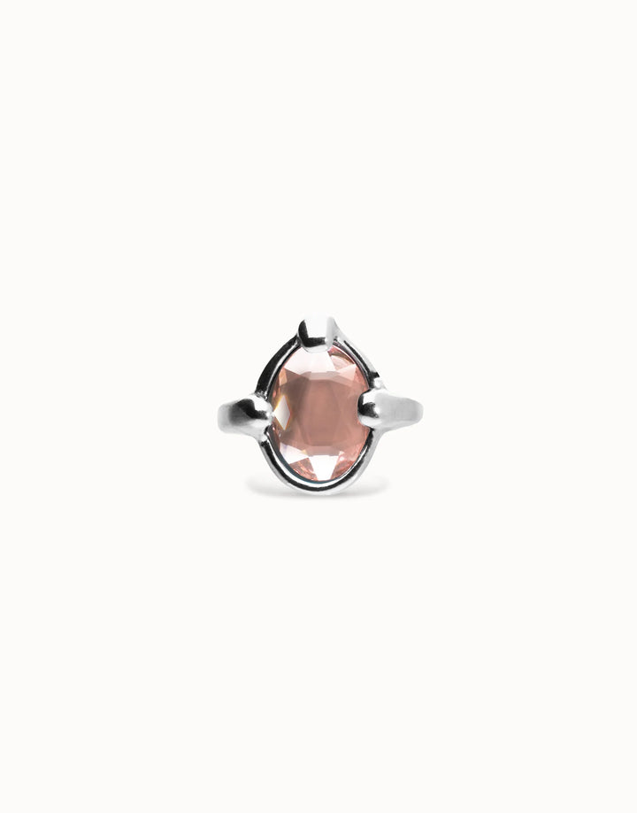 UNOde50 Ring with pink oval faceted crystal