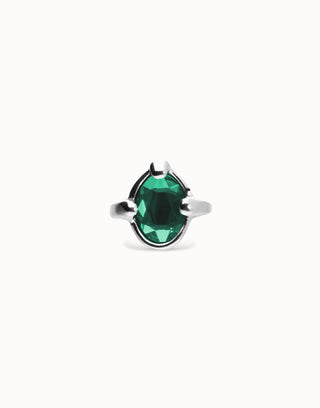 UNOde50 Ring with green oval faceted crystal
