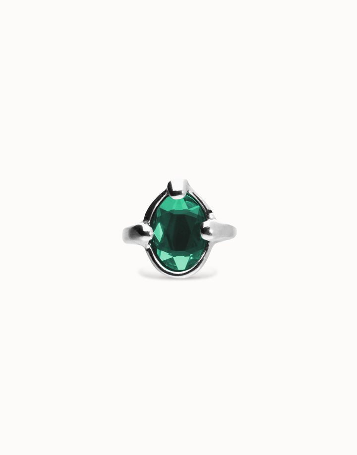 UNOde50 Ring with green oval faceted crystal