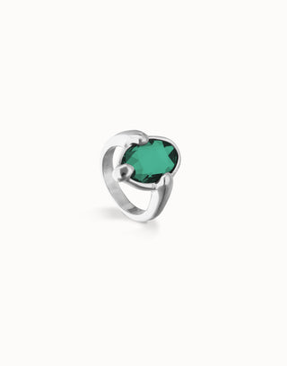 UNOde50 Ring with green oval faceted crystal