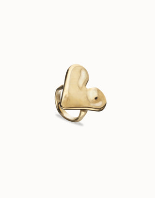 UNOde50 Maxi ring with heart shape Gold