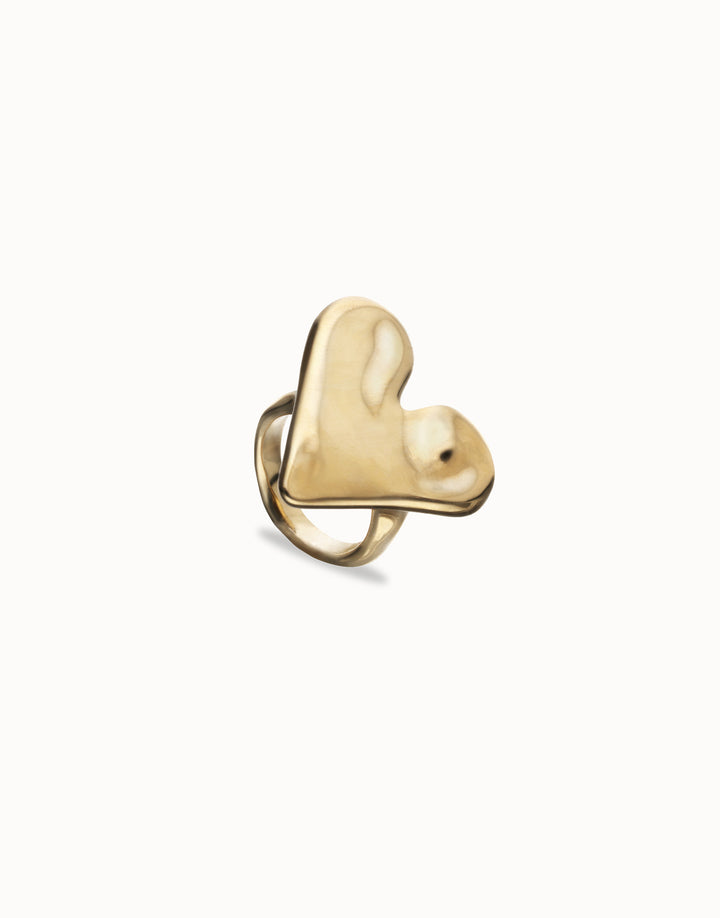 UNOde50 Maxi ring with heart shape Gold