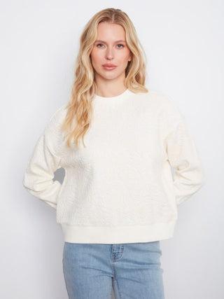 Charlie B Floral Crewneck Sweater Cream